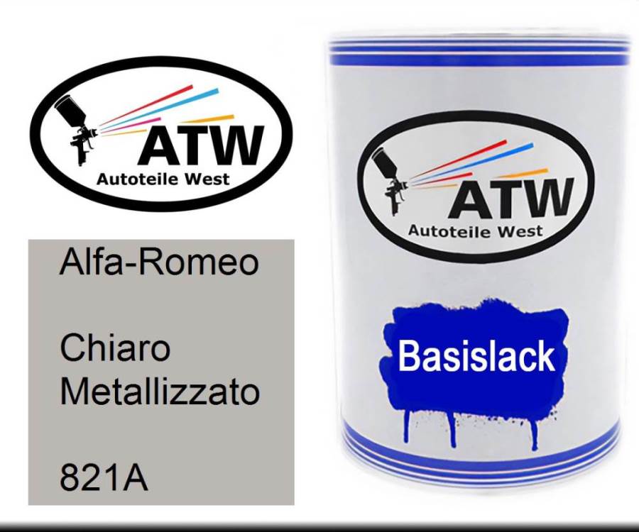 Alfa-Romeo, Chiaro Metallizzato, 821A: 500ml Lackdose, von ATW Autoteile West.